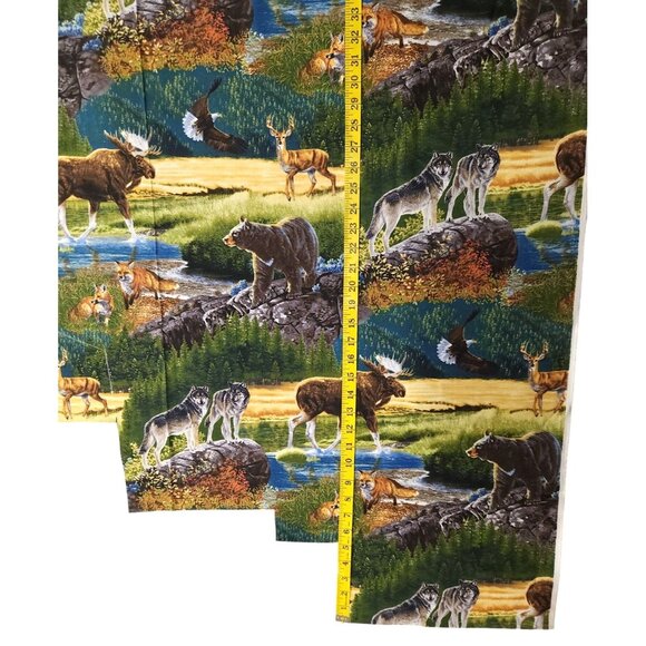 Bringing Nature Home Scenic Wildlife Fabric Panel Wolves Bears Foxes Moose - Picture 9 of 14